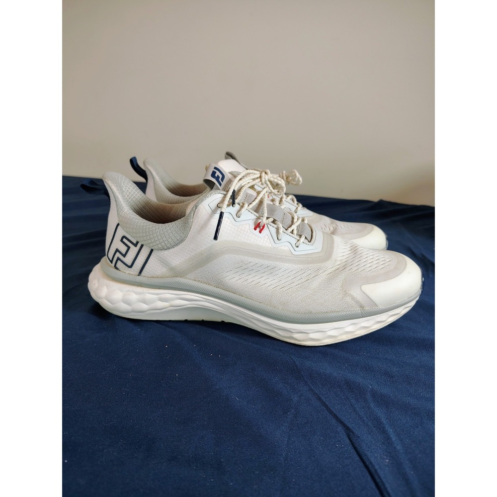 Used Foot Joy QUANTUM 56994 - MENS Size 9.5  Mens Golf Shoes Grey And White